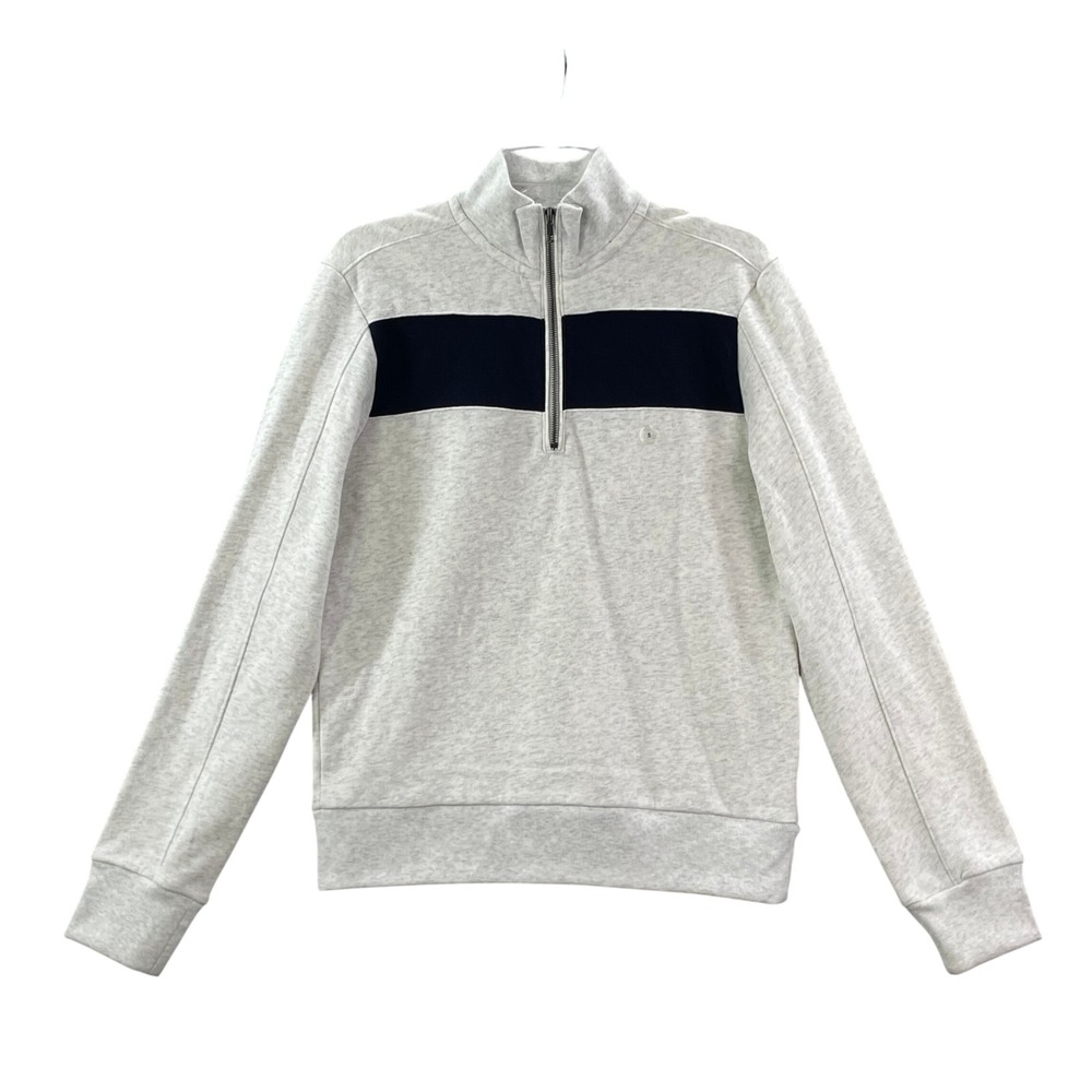 Prince &‎ Fox Quarter Zip Pullover Mens Small Grey Navy Stripe Fleece Sweatshirt